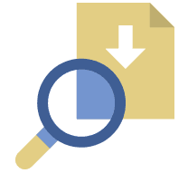 Image icon of magnifying glass and download icon for the protect text block on the WinZip Driver Updater page