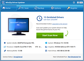 Image of WinZip Driver Updater home screen